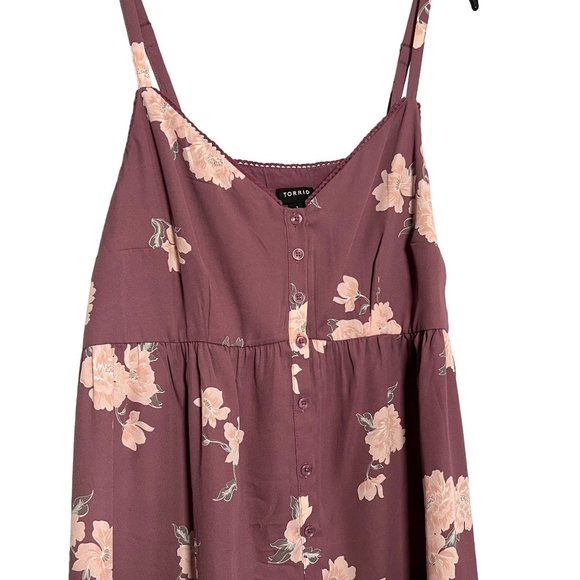 Torrid Size 1 Top Pastel Pink Floral Lexie Georgette Baby Doll Cami High Low - Picture 6 of 13